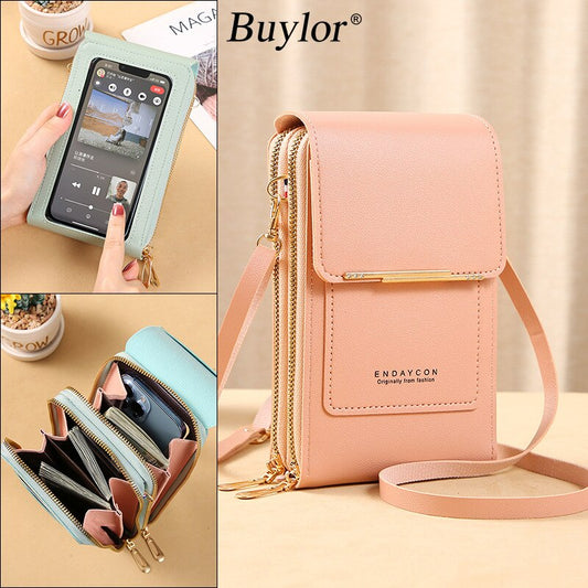 Fashion Bag  Women's Handbag Touch Screen Cell Phone Purse Shoulder Bag Female Cheap Small Wallet Soft Leather Crossbody Bags of Women